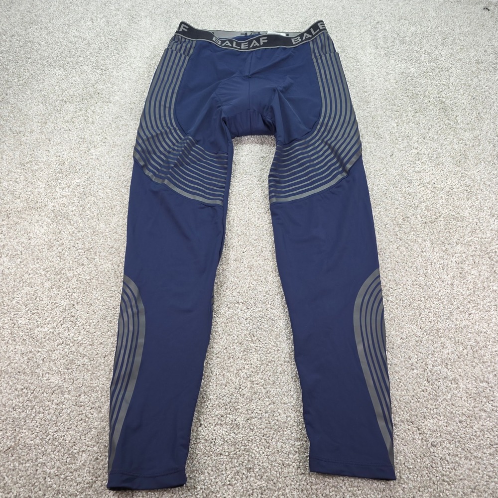 Baleaf Mens Cycling Tights Padded Bicycle Pants Blue Reflective XL NWOT